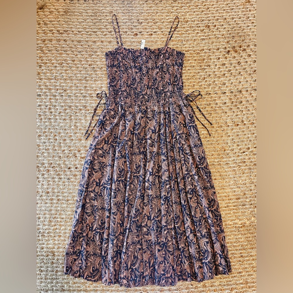 Madewell | Smocked Bubble Hem Midi Dress Sz 8 - Picture 6 of 7